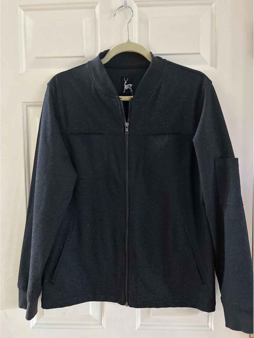 Kane & Unke Bomber Style Jacket Mens Medium Nylon Blend Dark Gray / Black
